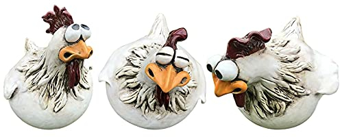 Micozy Gartendeko Huhn Gartenstecker, Hühner Deko Garten, Outdoor Garten Gartendeko Hinterhof Rasen Pfähle Huhn Gartenstecker Henne Hahn Henne Vogel Seitensitz Indoor (3 Stück)