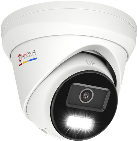 Anpviz 4K PoE IP Camera Outdoor, 8MP Smart Dual Light Security Turret Camera, Human/Vehicle Detection, 2.8mm Lens, Color Night Vision, Full Metal Housing, Built-in Mic, IP67 Waterproof (H Series)