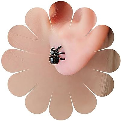Cimenexe Punk Kleine Spinne Ohrstecker Schwarz Horror Spinne Ohrringe Gothic Kleine Spinne Ohrringe Halloween Spinne Schwarz Ohrringe Schmuck Für Frauen Und Mädchen