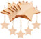 50Pcs Christmas Wooden Star Ornaments Wood Star Embellishments Unfinished Wooden Star Slices with Twine for DIY Crafts Christmas Tree Decoration