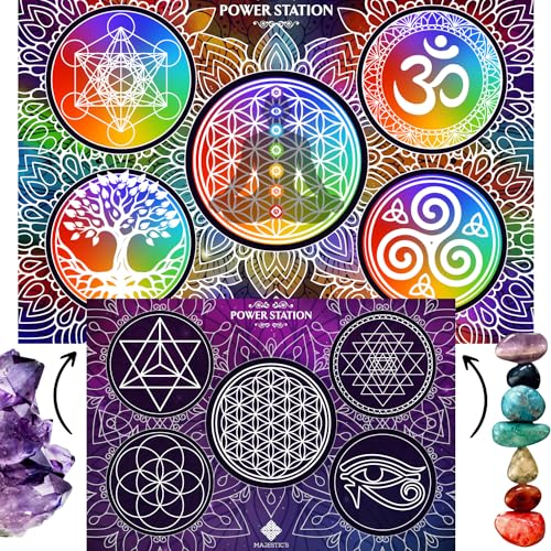 Majestic's Fleur de vie pour purifier et recharger les pierres, Plaque de Rechargement COMPLÈTE, Metatron, Arbre de vie, Graine de vie... - Outil Vibratoire Unique, Pratique et Design