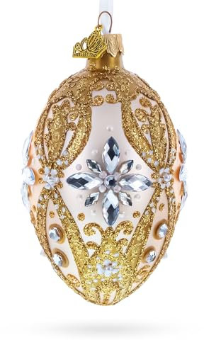 Diamond Star on Champagne Glass Egg Ornament 4 Inches