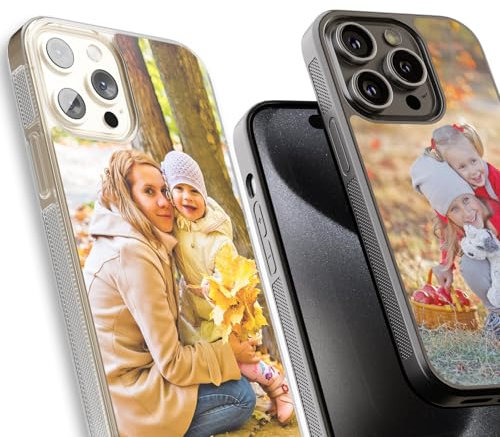 Unique Gifts House Ltd Personalised Phone Case Compatible with iPhone 13 (6.1) inch, Custom Photo Printed Shockproof Texture Grips on sides Anti Drop Personalised Phone Cover Clear