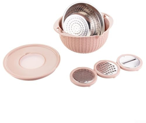 MeevrgR Scolapasta girevole con set di ciotole, per preparare e conservare facilmente il cibo (rosa), PW44BFR38MZ7K582WAYJADJQ2A2