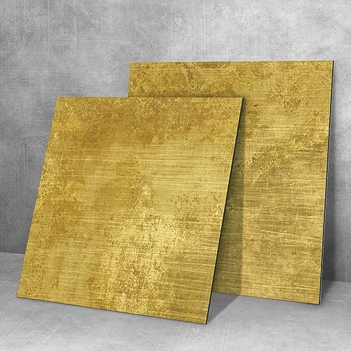 Funlife Sink Splash Guard Cooker Splashback Backsplash for Kitchen Decorative Wall Panels 1mm Thick, Rusty Brass Yellow Metal