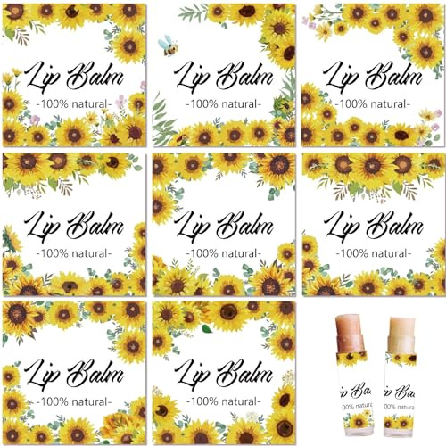 craspire 80 Stück 8 Stile Lippenbalsam-Aufkleber, Sonnenblume, Selbstklebende, Hausgemachte Lippenbalsam-Etiketten, Vintage, Quadratisch, DIY-Pflanzenetikettenaufkleber Für Lippenbalsambehälter