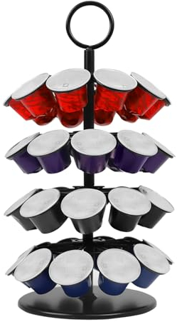 XIAPIA Kapselhalter für 40 Stück Nespresso Kapseln, Drehbar Kompakt Kapselständer zur Aufbewahrung von Kaffeekapseln Nespresso Original, Schwarz