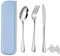 QZLSAYSL Set Di Posate Da Viaggio Portatile Con Forchetta Cucchiaio Coltello E Scatola 5 Pezzi Riutilizzabili In Acciaio Inox Per Scuola,Lavoro, Campeggio (blu (colore))