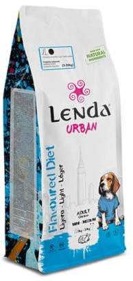 Lenda Urban Flavoured Diet 10 kg - Light - Pienso Natural Light Perros Mini-Medium (3-20 kg) - Bajo en Calorias - Comida para Perros Pequeños con Sobrepeso - Razas Pequeñas y Medianas