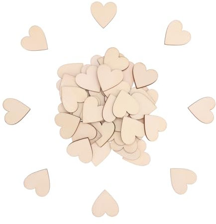 ENLACE Holzherzen zum Basteln, 50 Stück 3cm Holzherzen Hochzeit, Unlackiert Holzherzen Verzierungen Scheiben, Holzscheiben Herz für Hochzeit Gästebuch Beschriften Party Tischdeko