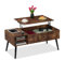 Relaxdays Couchtisch aufklappbar, HBT: 46x100x50 cm, 2 Seitenfächer, Wohnzimmertisch mit Stauraum, Industrial, braun