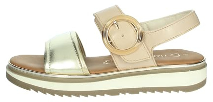 MARCO TOZZI Damen Sandalen flach aus Leder mit Klettverschluss