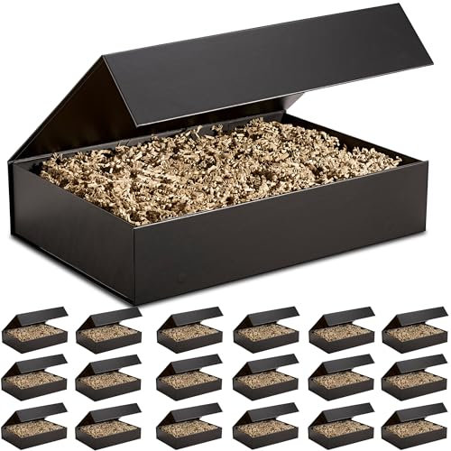 Componata 25x XXL Premium Magnetbox mit Deckel 50 x 35 x 10cm matt-schwarz, faltbar | Geschenkbox mit Magnet-Verschluss für Weihnachten, Geburtstag, Hochzeit Geschenk-Karton Präsentbox leer