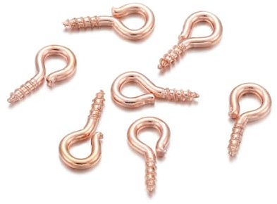 Wisafory 200 Stück Schraube Auge Stifte Schraubösen Selbstschneidende Mini Ösenschrauben Augenschraubenhaken Ringhaken für Holz Cork Top Flaschen DIY Schmuckherstellung Roségold 5 * 10mm