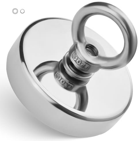 VEVOR Angelmagnet 318 kg einseitige Zugkraft superstarker Neodym-Angelmagnet, Seltenerdmagnet mit Griffdurchmesser 60 mm zum Einholen im Fluss Magnetfischen schweres Aufhängen