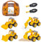 Eucomir 4 en 1 Vehículos de construcción Excavadora Juguetes Set, xcavadora de ensamblaje DIY con Destornillador para niños de 3 años, Desmontar Camión de Ingeniería para Niños, Color Naranja