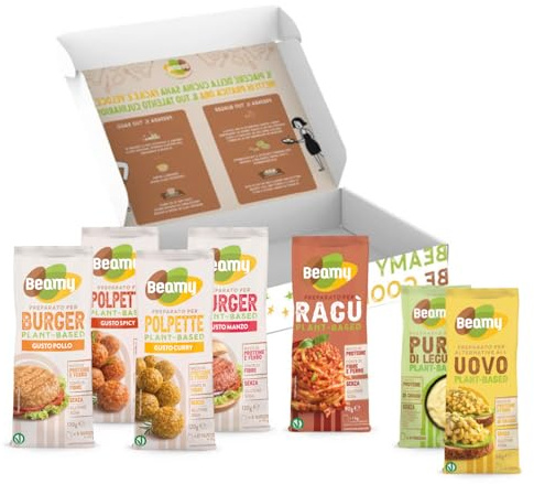 Beamy, Box 7 Preparati Vegetali, per Burger, Polpette, Ragù, Purè e Alternative all'Uovo Plant-Based, Senza Glutine, 710 g
