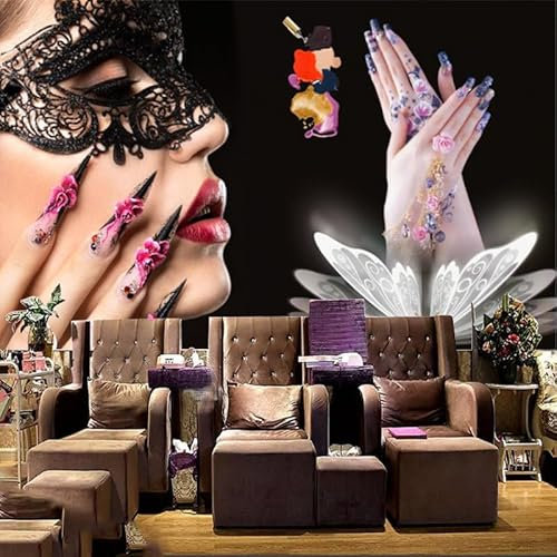 XLMING 3D Make Up Beauty Salon Cosmetics Nail Salon 3D Wallpaper Home Study Office Grey Dining Room Sofa Bedroom Living Room TV Backdrop-150cm×105cm