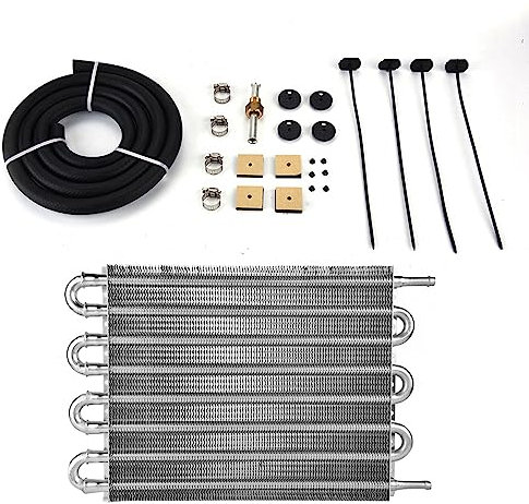 MUNEFE Car 8 Row Remote Transmission Oil Cooler Kit, Auto Manual Radiator Converter with Installation Accessories