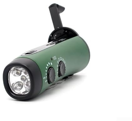 AM FM Wetterradio, Handkurbelgenerator, Handkurbel, solarbetrieben, batteriebetrieben, tragbar, aufziehbare Radio-Taschenlampe, Handy-Ladegerät-Set (grün)