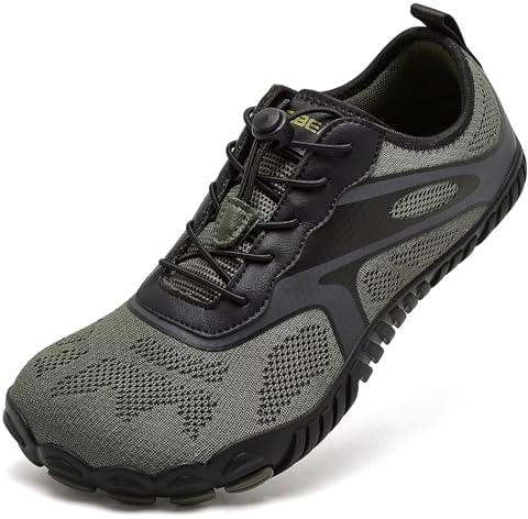 HOBIBEAR Womens Trail Running Shoes Mens Barefoot Sneakers Unisex Wide Toe Minimalist Trainers Lightweight Grounding Comfortable Flexible Knit for Work Out Hiking Fitness Walking Green