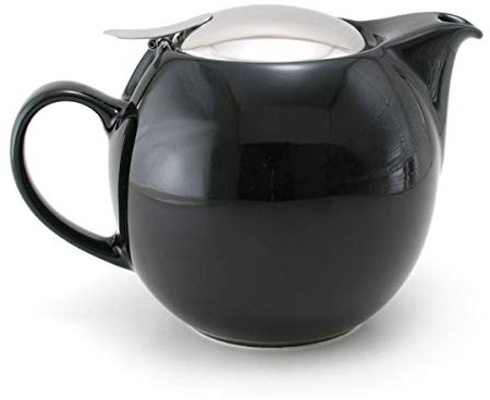 Zero Japan Bee House runde Teekanne für eine Person, 680 ml, Keramik-Teekanne mit Edelstahldeckel und Teesieb, glatter Ausgießer, spülmaschinen- und mikrowellengeeignet, Schwarz