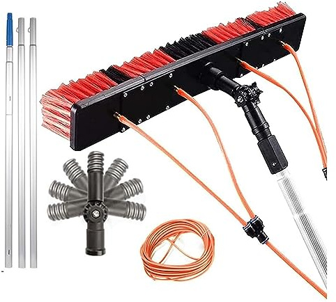 Wasserzufuhr-Stangen-Set für Fenster- und Solarmodul-Reinigung – 400 cm Teleskopbürste mit Bürstenkopf für effiziente Photovoltaik-Paneelwartung und Fensterreinigung.