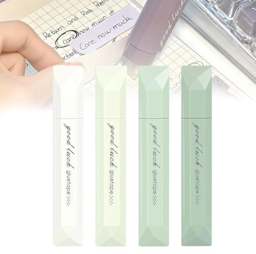 Doppelseitiges Klebeband Stift, 4 Stück Doppelseitiges Klebeband Roller Stift, Kleberoller Stifts, Scrapbook Zubehör Klebestift zum Basteln Fotoalbum Fotoalben, Karten, Basteln, Tagebuch (A Grün)
