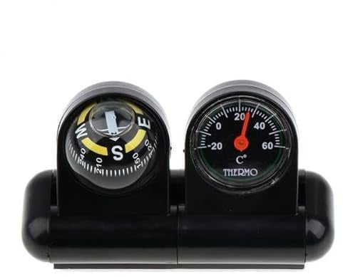 Ysyqkn 2x2 in 1 Abnehmbarer Auto Kompass Und Thermometer, Selbstklebend, für Van, LKW, Fahrzeug, Boot