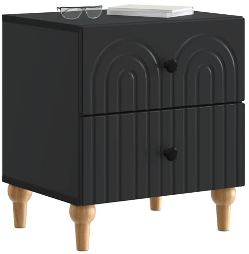 vidaXL Nachttisch 2 pcs Schwarz 43 x 34,5 x 48 cm Holzwerkstoff, Geräumiger Nachttisch, stylischer Organizer für Wohnräume, minimalistisches Design, kompakter Schrank