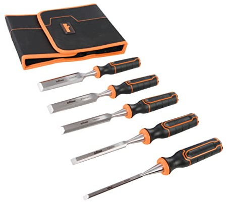 Triton 823149 Scalpello per Legno, Nero/Arancione, 6-12 mm, Set di 5 Pezzi