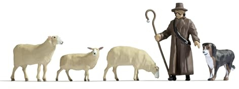 NOCH Schafe und Schäfer Set, Figuren für Modellbau, kreatives Basteln & DIY, für Spur 0