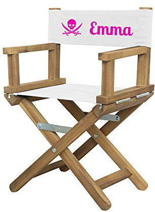 Geschenkegarten Personalisierter Regiestuhl für Babys (1-5 Jahre) Jolly Roger (Pink)