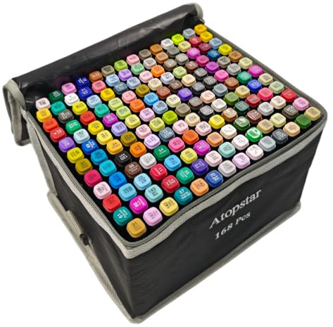 ARTHEHE Feutre Alcool 168 Couleurs Feutres à Alcool Promarker Marqueurs de Dessin Professionnel Twinmarkers