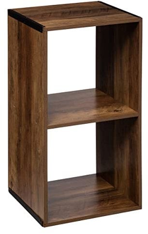 Five - Meuble Étagère 2 Cases de Rangement Effet Bois foncé Style Industriel H 67.5 cm