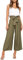 FANCYINN Damen 2 teiliges Crop Pants Set mit weitem Bein Wide Strap V-Ausschnitt Tank High Waist Cropped Paper Bag Hose mit Gürtel Olivgrün M