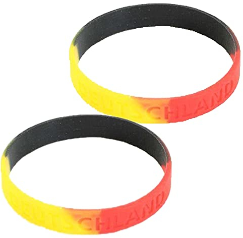 Goldschmidt Deutschland Fanartikel schwarz rot gelb | Fan Accessoires Deko zur EM WM (2X Silikonarmband)