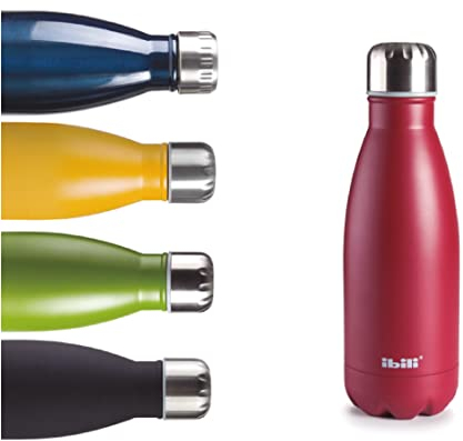 Ibili - Bouteille Isotherme Granada, 350 ml, Acier Inoxydable 18/10, Double Paroi, Réutilisable, Grenade