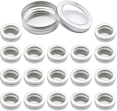 ZEOABSY 24 Stück 100ml Silber Leere Aluminiumdose Aluminium Runde Aludose Blechdosen mit Schraubdeckel Sichtfenster Cremedosen Dosen für DIY Salben Kerze Kosmetik Rasierseife