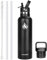 XACIOA Water Bottle Stainless Steel with Straw -for Hot/Cold Drinks 500/750/1000ml Vacuum Insulated Flask Leak Proof Drink Sport,BPA Free - with 2 Replacement Lid and Straw Brush