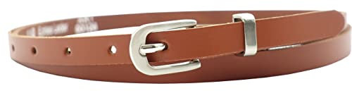 NK Belt GmbH Damen Ledergürtel aus Rindsleder, Made in Germany, Anzug Jeans Gürtel 12mm schmal #MR-19 (Cognac, 90cm Gesamtlänge 105cm)