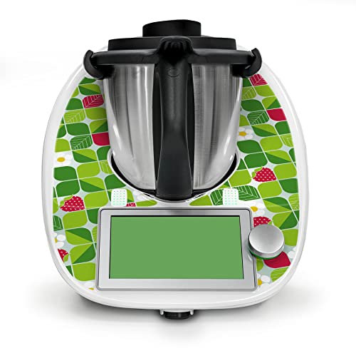 Deko Schutz Aufkleber kompatibel mit Küchenmaschine Thermomix TM6 Design Sticker Klebefolie Zubehör Küchengerät wasserfest selbstklebend RX042 (04 Erdbeeren)