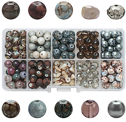 ZMNVHJ 200 Piezas 10 Colores Cuentas Redondas De Cristal Agrietado Cuentas Para Pulseras Set Cuentas De Cristal Coloridas Para Pulseras Con Agujeros Para Hacer Pulseras Collares Accesorios De Joyería