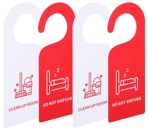 Healvian 4 Panneaux de Porte, Plaques Ne Pas Déranger Double Face | Messages Recto Verso, PVC Facile à Suspendre, pour Hôtel, Bureau et Chambre