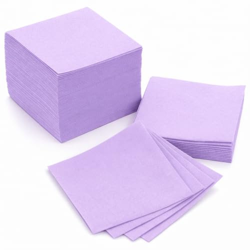 American Homestad Cocktailservietten, quadratische Einweg-Servietten, leinenähnlich, für Hochzeiten, Partys, Veranstaltungen und den täglichen Gebrauch, 100 Stück, 12 x 12 cm, Lila