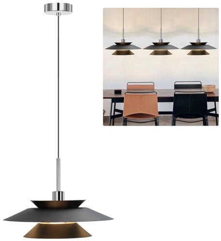 ZMH Hängelampe Esstisch Pendelleuchte Schwarz - Hängeleuchte Esszimmer Modern Esszimmerlampe Wohnzimmer E14 Esstischlampe Schlafzimmer 1 Flammig Pendellampe für Küche Hotel Flur(ohne Leuchtmittel)