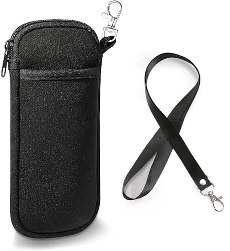 Jlyifan Neoprene Mobile Phone Sleeve Case Neck Lanyard Pouch for iPhone 16 15 Plus 15 14 13 12 11 Pro Max Samsung Galaxy S24 Ultra A15 A35 A54 A35 A53 A04s M14 M34 Google Pixel 8 Pro (Black)