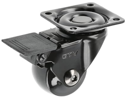 GTV - Möbelrollen CALIBRO | Lenkrollen | Rollen für Möbel | mit Bremse | Durchmesser 35 mm | aus Kunststoff und Stahl | Schwarz