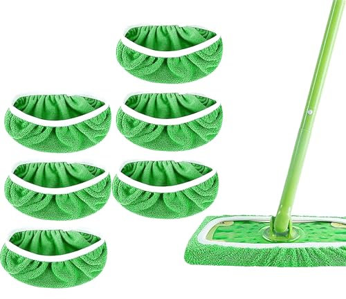 OHYER 6 Stück Tücher Wiederverwendbare für Swiffer Bodenwischer Wischmopp Bezug für Easy Clean Boden Wischen Mikrofaser Wischmopp Ersatzköpfe Saugfähiger Feuchte Bodentücher mit hoher Wasser (6)
