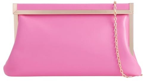 UShopUK Stylish Faux Leather Bridal Prom Wedding Evening Clutch Party Purse Shoulder Hand Bag (Fuchsia Pink)